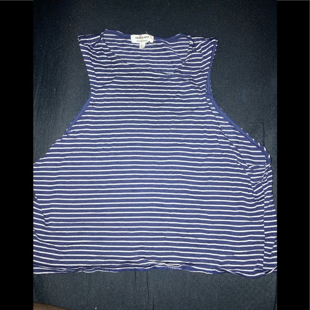 Blue and White Striped Crop Top
